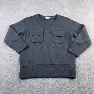 Lacoste Sweater Womens XS US 34 EU Gray Double Pocket Crewneck Pullover Quilted‎